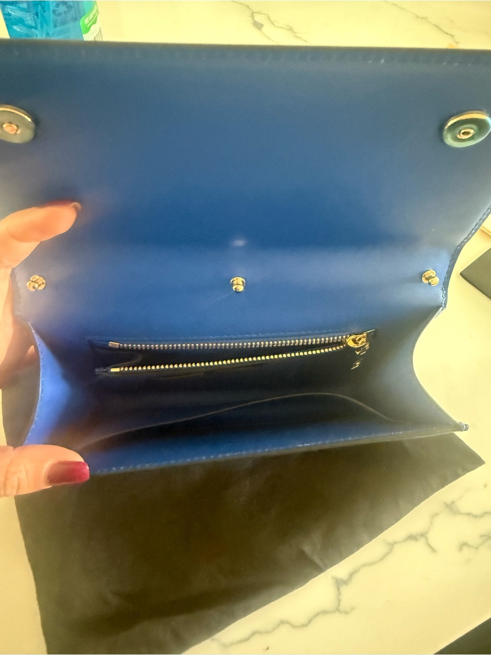 Dolce & Gabbana Royal Blue Leather Clutch with Gold DG Emblem - Picture 5 of 6